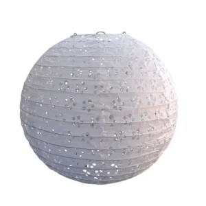 White Eyelet round paper lantern for weddings and parties